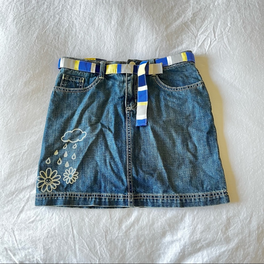 Gymboree denim miniskirt w/colour block belt and safety shorts inside